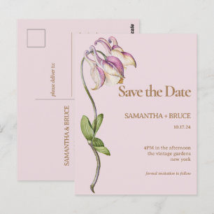 Elegante Vintage Wildblume SAVE THE DATE Postkarte