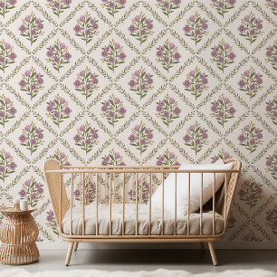 Elegante Vintage-Wildblumen-Diamant-Lavendel Tapete