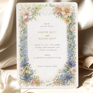Elegante Vintage-Wildblumen-Hochzeitseinladung Einladung
