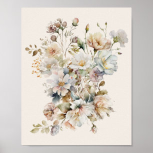 Elegante Vintage-Wildblumen-Kunst Poster