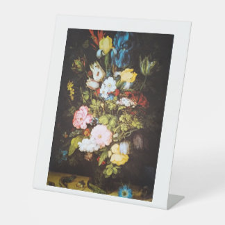 Elegante Vintage-Wildblumen-Kunstwerke Sockelschild