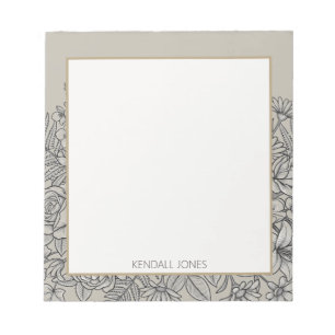 Elegante Vintage-Wildblumen-Personalized Notizblock