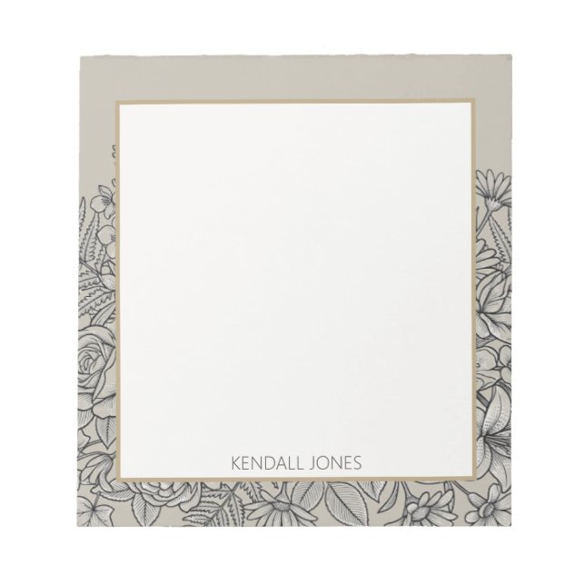Elegante Vintage-Wildblumen-Personalized Notizblock (Vorderseite)