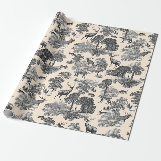 Elegante Vintage Wildfox Hare Country Toile Beige Geschenkpapier (Ungerollt)