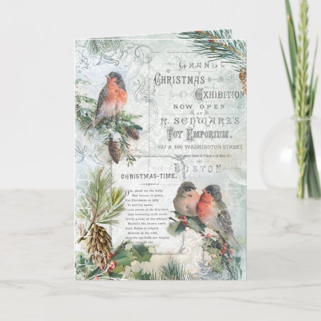 Elegante Vintage Winter Weihnachtsmänner Feiertagskarte (Vorderseite)