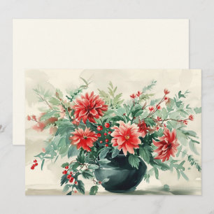 Elegante Vintage Winterfloralkarte Feiertagskarte