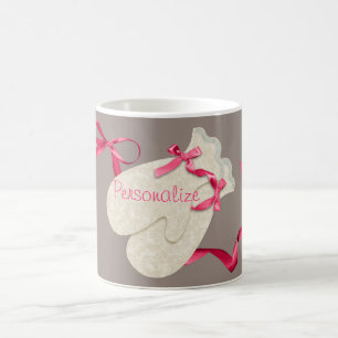 Elegante Vintage-Winterhandschuhe mit Bandspitze Kaffeetasse