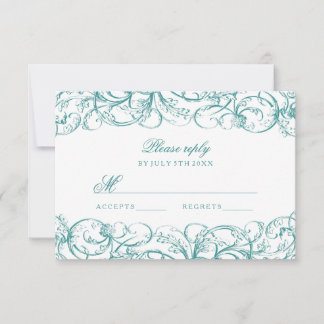 Elegante Vintage Wirbel Hochzeitkarten RSVP Karte