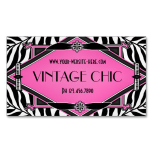 Elegante Vintage-Zebra-Art-Deco-Rosa-Diamant Magnetische Visitenkarte