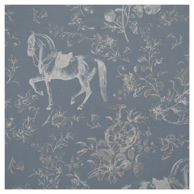 Elegante Vintages Blaues Pferd Stoff (Muster)