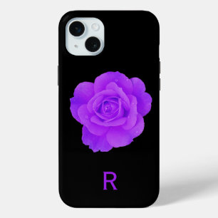 Elegante Violet Lila Monogram Dark Floral Rose Case-Mate iPhone Hülle