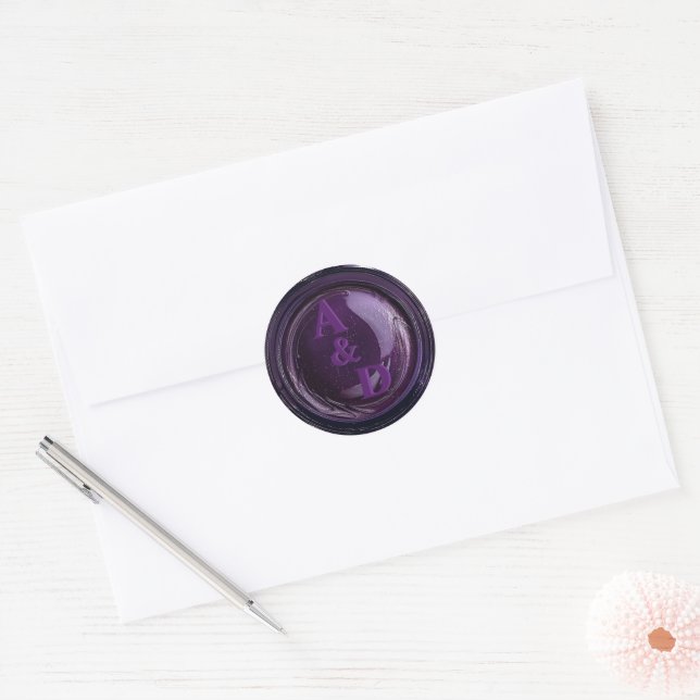 Elegante Violet Lila Monogram Wax Siegel Stickers (Umschlag)