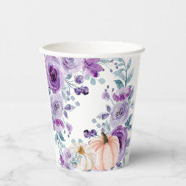 Elegante Violet Lila Pumpkin Flora Wasserfarbe Pappbecher