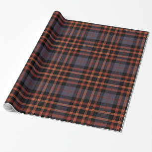 Elegante Violet Orange Schwarzer Karierter Kar Geschenkpapier