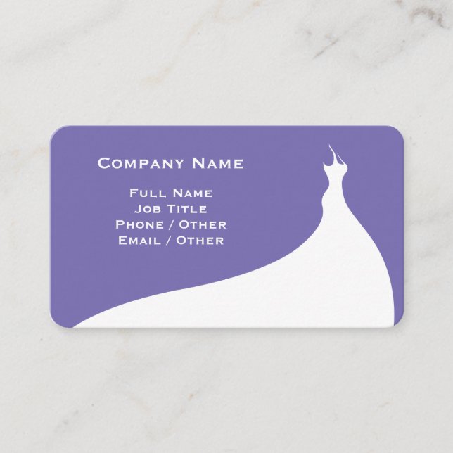 Elegante Violet Wedding Dress Business Card Visitenkarte (Vorderseite)