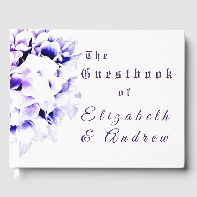 Elegante Violets Hochzeit Gästebuch (Vorderseite)