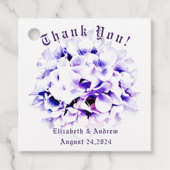 Elegante Violets Hochzeit Geschenkanhänger (Vorderseite)
