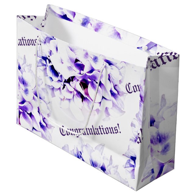 Elegante Violets Hochzeit Große Geschenktüte (Vorderseite Schrägansicht)