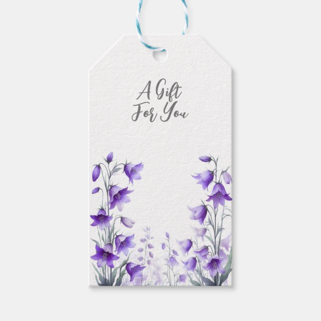 Elegante violette Blumen Geschenkanhänger (Vorderseite)