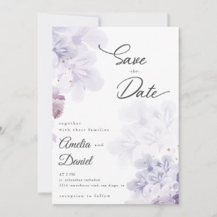 Elegante violette Blumen Hochzeit Sichern Sie das Einladung