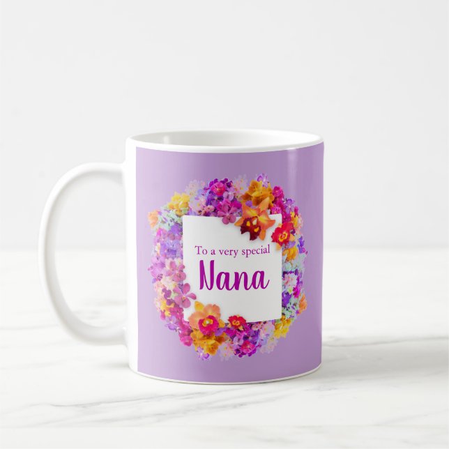 Elegante violette Blumen Kaffeetasse (Links)