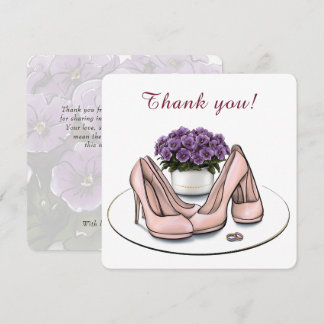 Elegante violette Blumen lesbische Hochzeit Dankeskarte