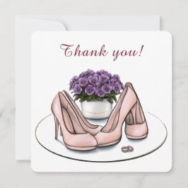 Elegante violette Blumen lesbische Hochzeit Dankeskarte