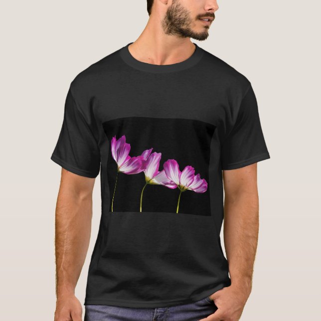 Elegante violette Blumen T-Shirt (Vorderseite)