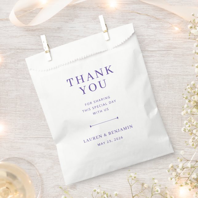 Elegante violette Dankeskarte Geschenktütchen (Ausgeschnitten)
