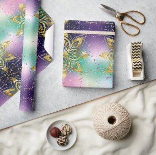 Elegante violette Feiertags-Schneeflocken Weihnach Geschenkpapier