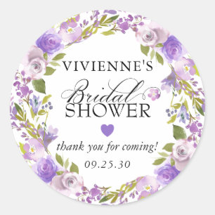 Elegante violette florale Dankeskarten für die Hoc Runder Aufkleber