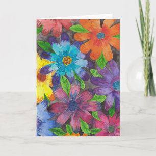 Elegante violette florale Wasserfarbe-Grußkarte Karte