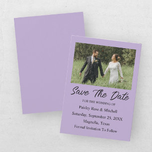 Elegante violette Foto-Hochzeits-Save-the-Date-Kar