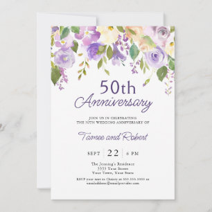 Elegante violette Hochzeitseinladung zum 50. Jubil Einladung