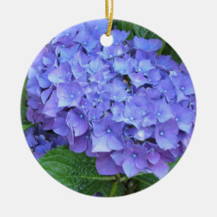 Elegante violette Hortensien Keramikornament