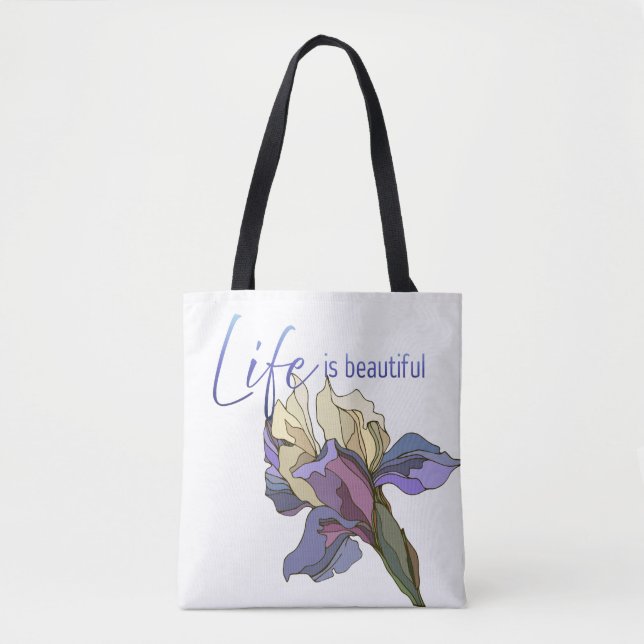 Elegante Violette Iris Botanische "Das Leben ist s (Vorderseite)
