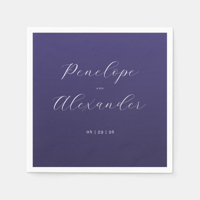 Elegante violette Kalligrafie Serviette (Vorderseite)