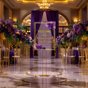 Elegante violette leuchtende Veilchen Hochzeit Acrylschild