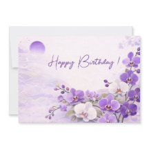Elegante violette Orchideen-Geburtstagskarte
