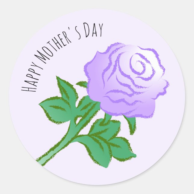 Elegante Violette Rose Runder Aufkleber (Vorderseite)