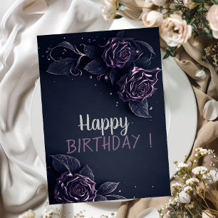 Elegante violette Rosen gothischer Geburtstag Karte