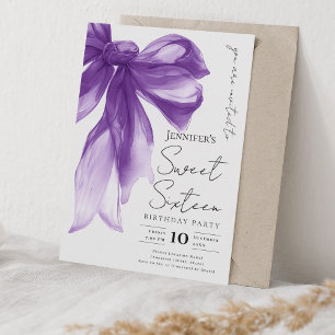 Elegante Violette Schleife Coquette Schrift Sweet Einladung
