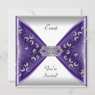 Elegante violette silberweiße Event-Party Einladung