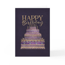 Elegante violette und goldene Geburtstagstorte