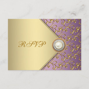 Elegante violette und goldene RSVP-Vorlage RSVP Karte