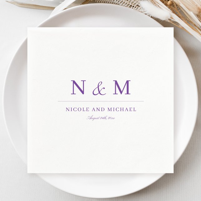 Elegante violette violette Monogramm Anfangsbuchst Serviette (Von Creator hochgeladen)