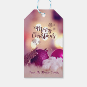 Elegante violette Weihnachtsbälle Geschenkanhänger