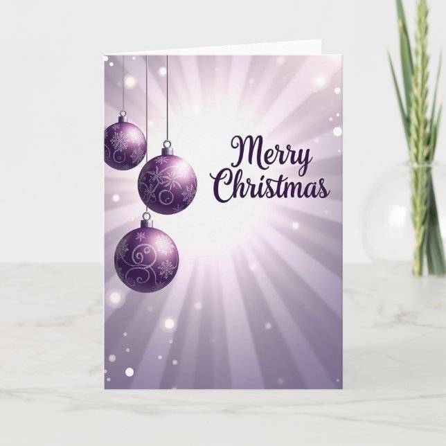 Elegante violette Weihnachtskarte Karte (Vorderseite)