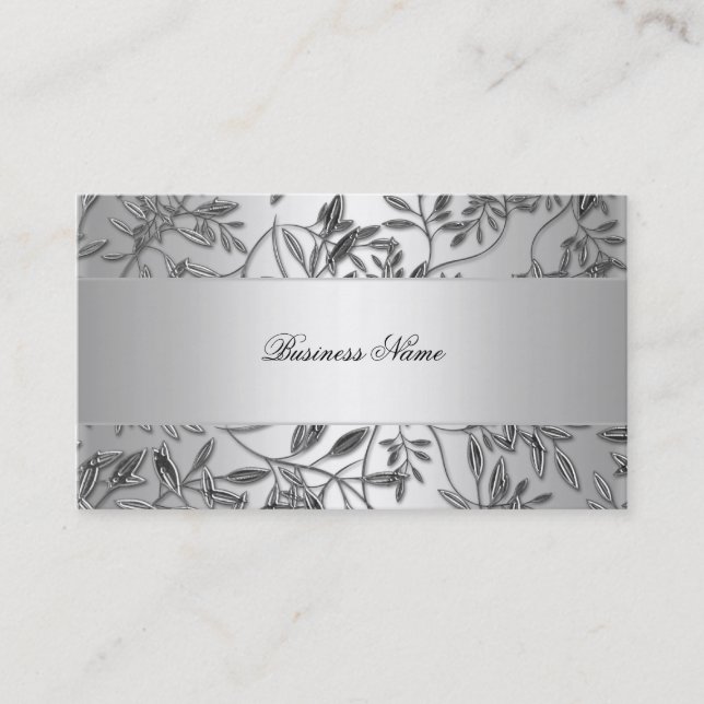 Elegante Visitenkarte Floral Silver Plaque (Vorderseite)