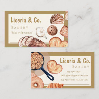 Elegante Visitenkarte für Bäckereien – Benutzerdef
